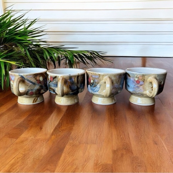 Set of 4 Handmade Stoneware Mugs – Edinbane Pottery Scotland – Footed Cups - Picture 5 of 14